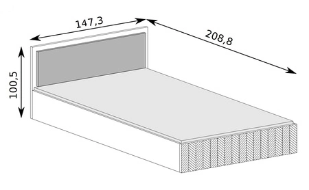 Łóżko Fonti 140x200 cm dąb karmel / czarny to idealne łóżko do sypialni tapicerowany zagłówek misterne zdobienie w postaci jodełki