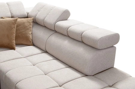 Narożnik z funkcją spania Bolmso IX zielony prawostronny komfortowy narożnik do salonu z szufladą pojemniki na pościel stylowy design