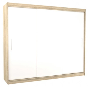 Szafa przesuwna Antos 250 cm dąb sonoma jasny / biały funkcjonalna szafa o uniwersalnym designie doskonała propozycja do przedpokoju