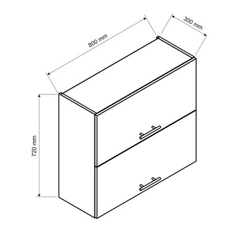 Szafka kuchenna wisząca Zova WS80GRF/2 biały / jasny szary fronty szafki otwierane do góry frezowane uchwyty odporna na uszkodzenia