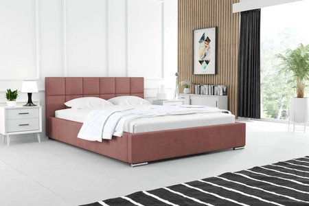 Łóżko tapicerowane Costa 180x200 łososiowe stylowe łóżko z pojemnikiem na pościel wygodny zagłówek zachwyca eleganckim designem