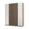 Szafa z lustrem Kastano XIV 200 cm dąb evoke / czarny elegancki design szafy do sypialni drzwi ozdobione lamelami w kolorze dąb evoke