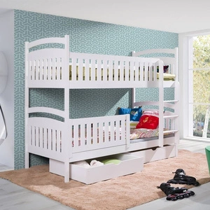 Łóżko piętrowe Paula 2 osobowe 90x200 cm głębokie szuflady wysuwane na kółkach zajmuje przestrzeń łóżka pojedynczego