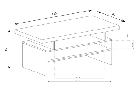 Stolik kawowy Indiana 120 cm kraft biały wytrzymały odporny blat idealny stolik do każdej aranżacji