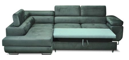 Narożnik z funkcją spania Ganta bordowy lewostronny nowoczesna tkanina welurowa gwarantuje najwyższy komfort i funkcjonalność