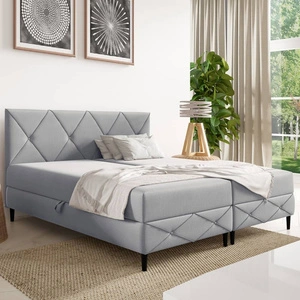 Łóżko kontynentalne Noren 160x200 szary popiel nowoczesna forma łóżka do sypialni pojemniki na pościel klasyczne pikowanie na wezgłowiu