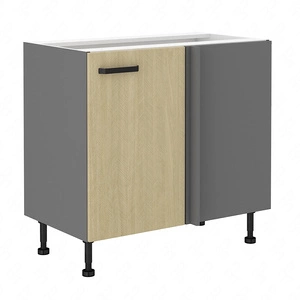 Szafka kuchenna narożna dostawiana Chevron 105 ND 1F BB prawa fronty z ozdobnym dekorem jodełki szafka odporna na działanie wilgoci i uszkodzenia