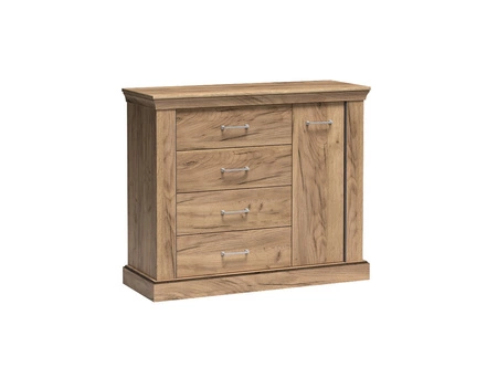 Komoda z szufladami Antica 114 cm dąb craft złoty elegancki styl idealna komoda do salonu sypialni lub biura prosta forma