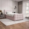 Łóżko kontynentalne Kansas 100x200 pudrowy róż w nowoczesnym skandynawskim stylu z tapicerowanym zagłówkiem oraz zanóżkiem