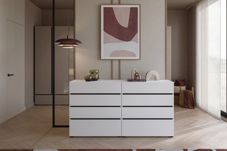 Komoda z szufladami Cross 80 cm biała stylowy design komody do sypialni prosta forma w nowoczesnym wydaniu