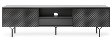 Szafka RTV Adamant 180 cm czarny grafit nowoczesny design oryginalny mebel z frezowanym frontem system otwierania drzwi i szuflad push to open