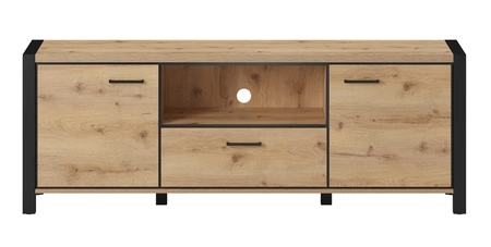 Zestaw mebli do salonu Aktiv dąb taurus / czarny stylowe meble o ciekawym designie metalowe czarne uchwyty meblościanka do salonu