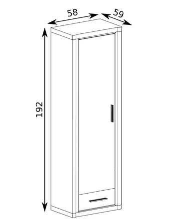 Szafa Cali 58 cm dąb sonoma / czarny elegancka stylistyka mebla wzbogacona o stylowe czarne dodatki szafa z szufladą