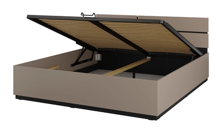 Łóżko Cross 180x200 cm ciemny beżowy idealne łóżko z pojemnikiem do stylowej sypialni z wysokim zagłówkiem