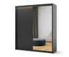 Szafa przesuwna z lustrem Trend 200 cm czarna stylowa szafa o nowoczesnym designie ryflowany front z subtelnym oświetleniem