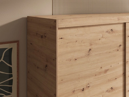 Szafa przesuwna z lustrem Hailey 120 cm dąb artisan prosta forma i minimalistyczny wygląd szafa idealnie wpasuje się do każdego wnętrza