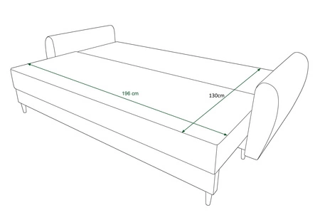 Sofa z funkcją spania Rovigo butelkowa zieleń lekka forma o eleganckim charakterze doskonała do każdego wnętrza miękka tkanina