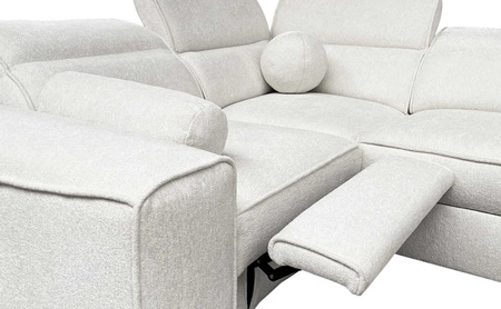 Narożnik z funkcją spania Viano II Lux szary lewostronny designerski narożnik do salonu z komfortowym wysuwanym podnóżkiem