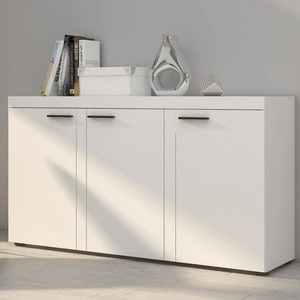 Komoda Rene 149 cm biała nowoczesne kształty komody w wyjątkowej stylizacji obrzeża wykończone specjalną okleiną