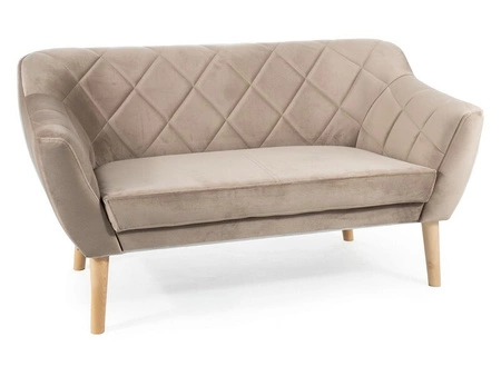 Sofa Karo ciemny beżowy prosta i stylowa sofa wpisująca się w każdą aranżację sofa z drewnianymi nogami w kolorze bukowym