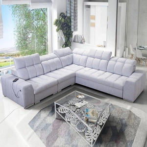 Narożnik z funkcją spania Luigi III szary popiel lewostronny komfortowy narożnik do salonu doskonały do codziennego wypoczynku