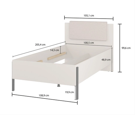 Zestaw mebli Jukon S beżowy elegancka forma mebli w nowoczesnym stylu system otwierania push to open metalowe czarne nogi do pokoju nastolatka