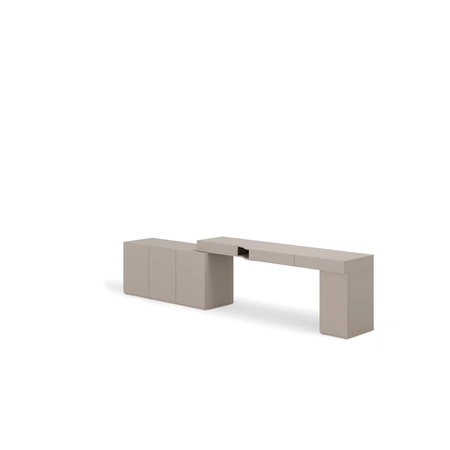 Biurko z kontenerkiem i komodą Woow 321 cm clay grey prawe praktyczne i uniwersalne biurko z szufladami z opcją obustronnego montażu