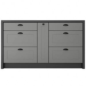 Wyspa kuchenna z szufladami Adele 147 cm szary grafit / szary komfortowa i stylowa wyspa kuchenna wyposażona w szafkę z koszem cargo