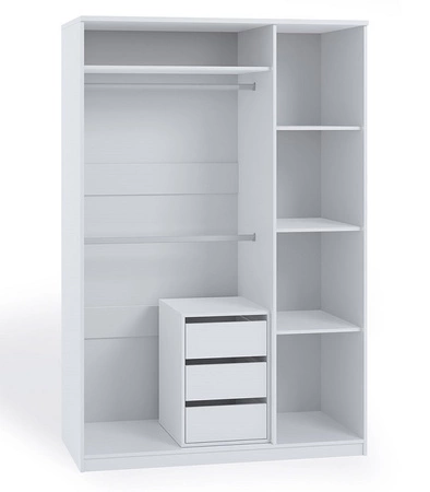 Kontenerek z szufladami Rico biały idealny do szafy przesuwnej i szafy na ubrania