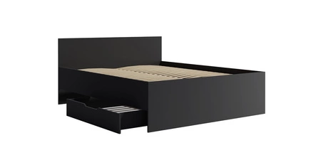 Łóżko Maxione 160x200 cm czarne pojemnik na pościel w postaci wysuwanej szuflady idealne łóżko do sypialni wysoki komfortowy zagłówek