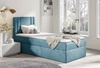 Łóżko kontynentalne Alia 80x200 turkusowe nowoczesny styl idealne łóżko do pokoju dziecięcego subtelne pionowe przeczycia na wezgłowiu