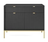 Komoda z szufladami Lovro 104 cm czarna nowoczesny design zachwyci miłośników wyrazistych wnętrz komoda wzbogacona o złote dodatki
