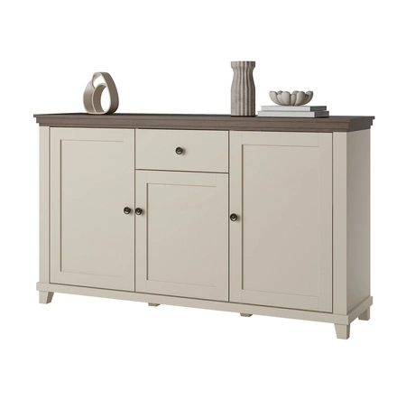 Komoda z szufladą Evora 160 cm beżowa / dąb dunin funkcjonalna idealna do wnętrz w stylu nowoczesnym klasycznym i skandynawskim