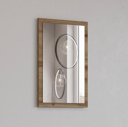 Lustro wiszące Cross 60x40 cm dąb wotan funkcjonalny dodatek do przedpokoju lub garderoby nowoczesny design