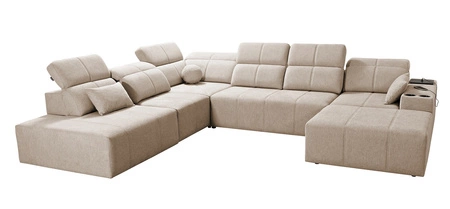 Narożnik z funkcją spania Tesalia X szary popiel prawostronny nowoczesny i komfortowy narożnik z funkcją przesuwanego oparcia