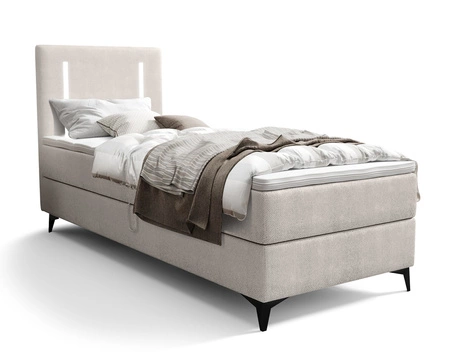 Łóżko kontynentalne Norco 90x200 ecru stylowe łóżko z pojemnikiem na pościel oświetlenie umieszczone w zagłówku nadaje wyjątkowości