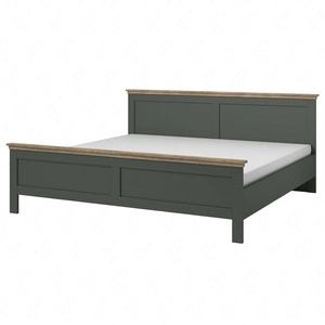 Łóżko Evora 180x200 cm butelkowa zieleń / dąb lefkas stylowy design wyrazista kolorystyka łóżko do sypialni w stylu klasycznym