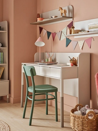 Biurko Harmony 122 cm beżowy / truflowy idealne biurko do pokoju nastolatka lub biura stabilna metalowa podstawa