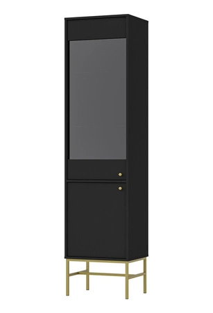 Zestaw mebli do salonu Kioto III czarny grafit stylowy design elegancka meblościanka wzbogacona stabilnym złotym stelażem