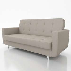 Kanapa rozkładana Neomi jasny beż modna i stylowa wersalka doskonała do domowej strefy wypoczynkowej drewniane wysokie nogi