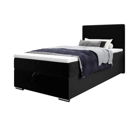 Łóżko kontynentalne Fargo 120x200 czarne w nowoczesnym skandynawskim stylu z tapicerowanym zagłówkiem łóżko z pojemnikiem