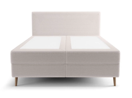 Łóżko kontynentalne Totti 160x200 kość słoniowa stylowe łóżko z pojemnikiem na pościel trójwymiarowa tkanina o wyrazistych prążkach