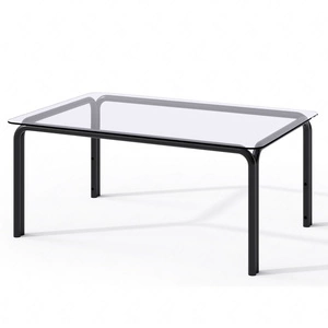 Stolik ogrodowy Wenecja 60x90 cm grafitowy minimalistyczny design trwały i solidny stolik na tarasy lub balkony szklany blat