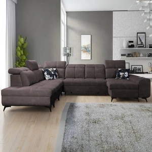 Narożnik z funkcją spania Buffalo X brązowy prawostronny funkcjonalny i komfortowy narożnik do pokoju z pojemnikami na pościel