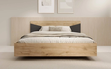 Zestaw mebli do sypialni Atson dąb odwieczny / czarny nowoczesny design komplet mebli do sypialni oryginalny kształt frontów mebli