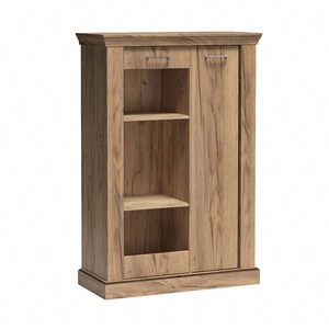 Witryna niska Antica 97 cm dąb craft złoty witryna do salonu o rustykalnym charakterze metalowe srebrne uchwyty