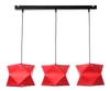 Lampa wisząca potrójna Quasar designerska lampa sufitowa do salonu z czerwonymi abażurami i czarną metalową podstawą