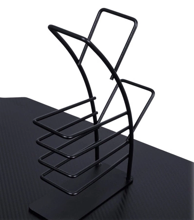 Biurko gamingowe Y-Striker czarne nowoczesne biurko wzbogacone oświetleniem LED blat pokryty karbonową powłoką