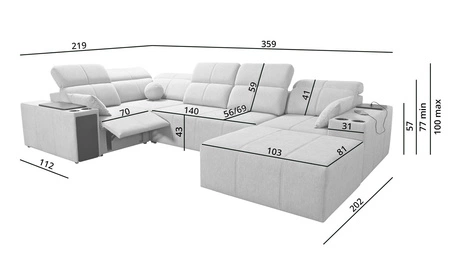 Narożnik z funkcją spania Tesalia IV Lux zielony prawostronny stylowy narożnik z wysuwanym podnóżkiem oraz funkcją przesuwanego oparcia
