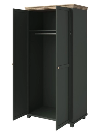 Szafa Evora 108 cm butelkowa zieleń / dąb lefkas klasyczny design idealna szafa do sypialni lub przedpokoju gustowna kolorystyka